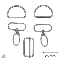 Set d'accessoires pour sac - 25mm - Argent anthracite
