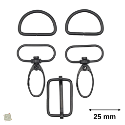 Set d'accessoires pour sac - 25mm - Noir