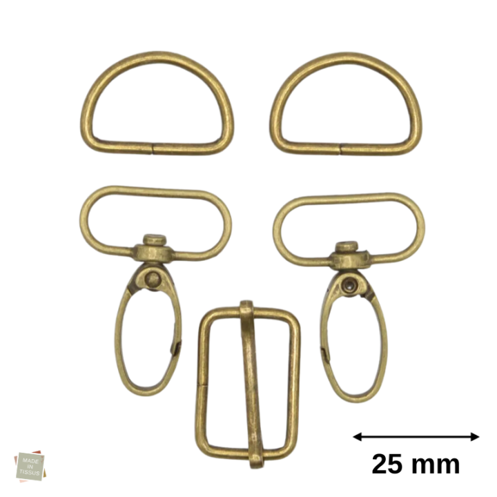 Set d'accessoires pour sac - 25mm - Doré