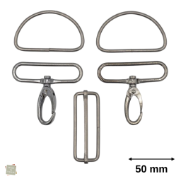Set d'accessoires pour sac - 50mm - Argent anthracite