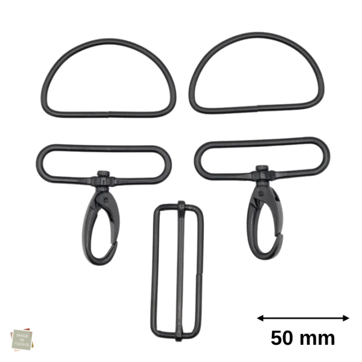 Set d'accessoires pour sac - 50mm - Noir