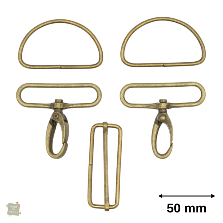 Set d'accessoires pour sac - 50mm - Doré