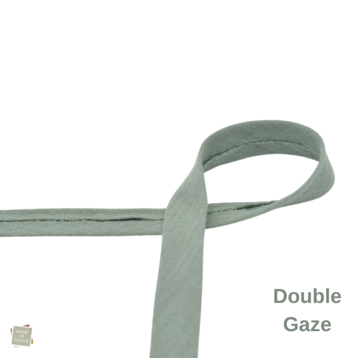 Biais double gaze replié 20 mm - Céladon
