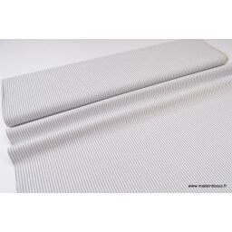 Tissu popeline coton rayures grises et blanches tissé teint X50 CM