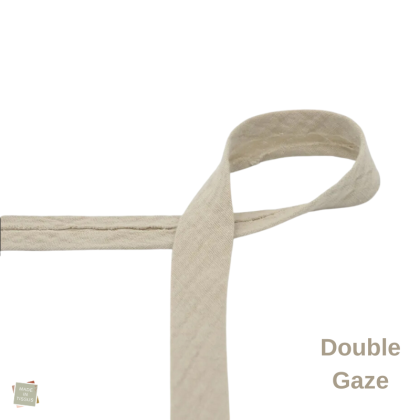 Biais double gaze replié 20 mm - Sable