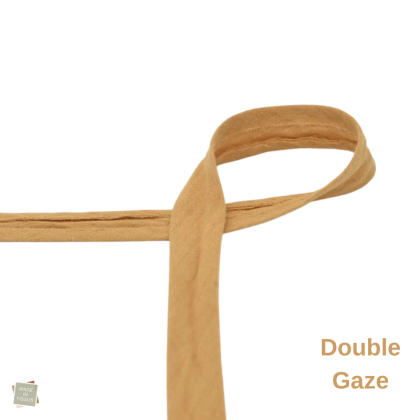 Biais double gaze replié 20 mm - Camel