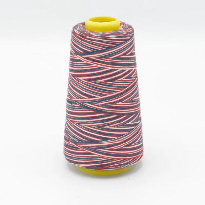 Cône de fil à coudre 100% polyester Multicouleur bleu et rouge - 3000 yards