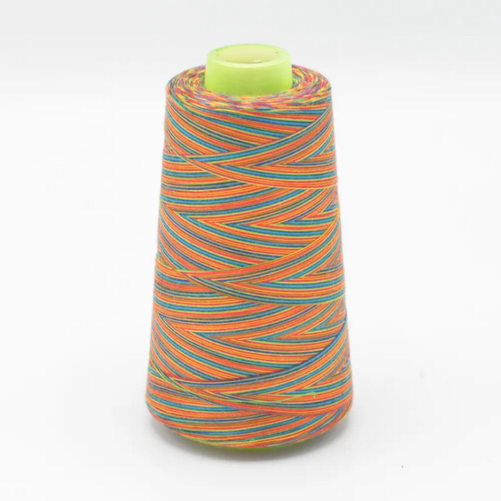 Cône de fil à coudre 100% polyester Multicouleur bleu et orange - 3000 yards
