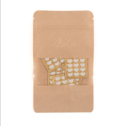 Etiquette tissée motifs petits coeurs écru fond Or - Ikatee