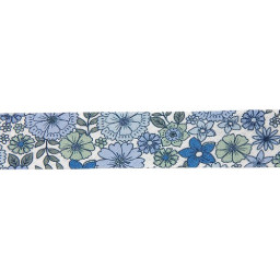Biais replié Brigitte motifs fleurs bleues