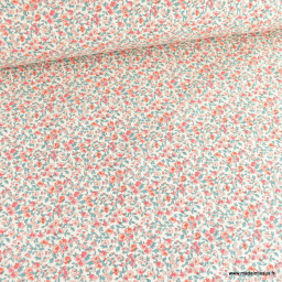 Tissu coton Léonie Enduit coloris Corail - Oeko tex