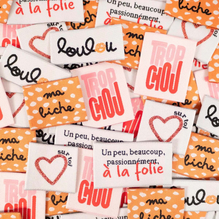 Lot de 5 étiquettes tissées - Assortiment sweetie - Ikatee