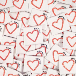 Lot de 5 étiquettes tissées - Coeur sur toi - Ikatee