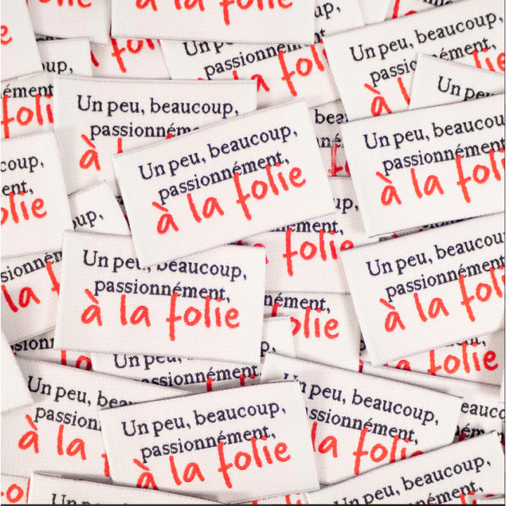 Lot de 5 étiquettes tissées - Un peu, Beaucoup, Passionnement - Ikatee