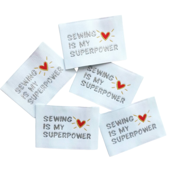 Lot de 5 étiquettes tissées - Sewing is my superpower