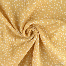 Tissu Double gaze Azoli motif fleurs fond Blé - oeko tex