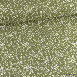 Tissu Double gaze Marjan motif fleurs fond Fougère - oeko tex