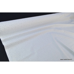 Tissu coton imprimé dessin étoiles argentées sur fond blanc
