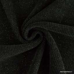 Tissu maille chenille lurex coloris Noire - Ilda