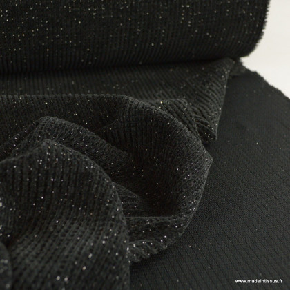 Tissu maille chenille lurex coloris Noire - Ilda