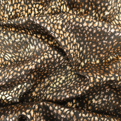 Tissu jacquard Habillement Leopard noir et doré