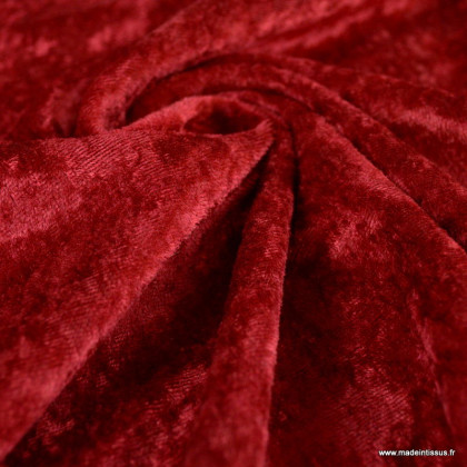 Tissu panne de velours coloris Rouge Hermès