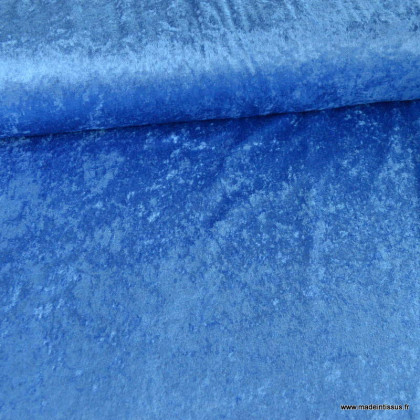 Tissu panne de velours coloris Bleu Royal