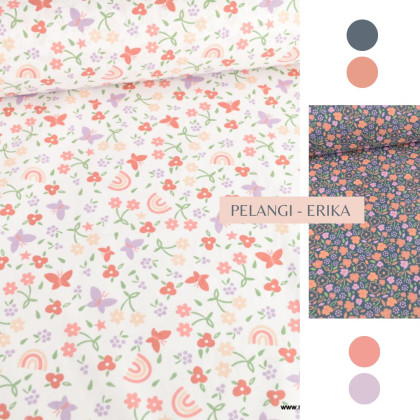 Tissu coton Pelangi motif petites fleurs fond blanc -  Oeko tex