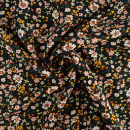 Popeline de viscose motif petites fleurs fond Noir