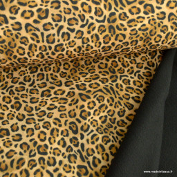 Tissu Softshell motif léopard camel