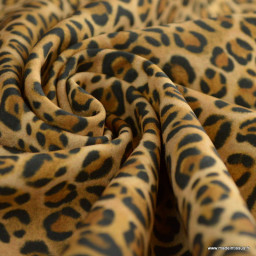 Tissu Softshell motif léopard camel