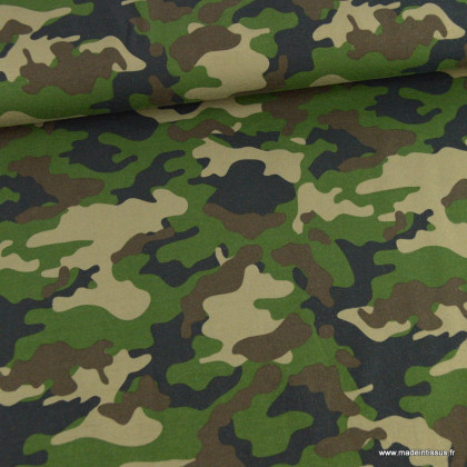 Tissu jersey motif camouflage