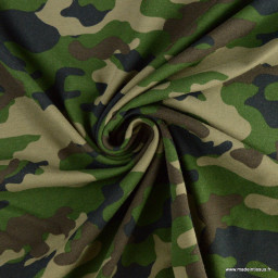Tissu jersey motif camouflage