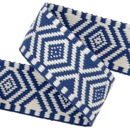 Sangle jacquard Ethnique 38mm - Bleu