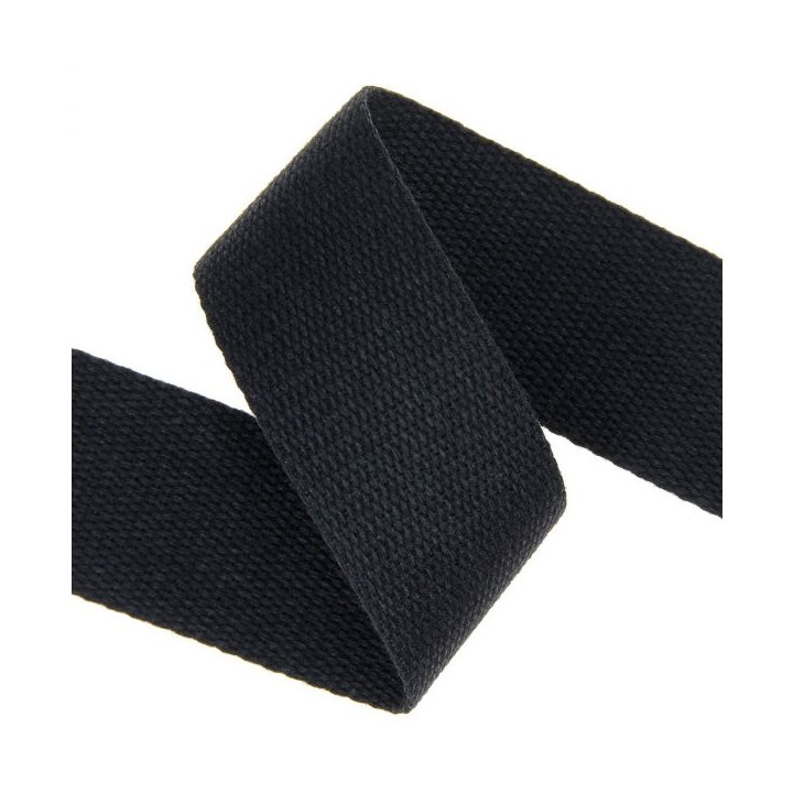 Sangle souple 38mm en coton - Noir
