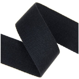 Sangle souple 38mm en coton - Noir