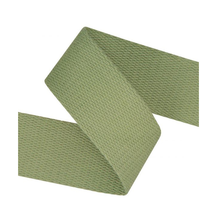Sangle souple 38mm en coton - Vert tilleul kaki