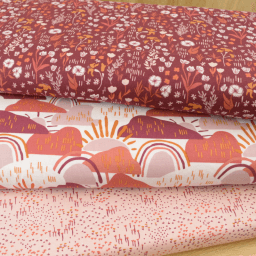 Tissu coton motifs fleurs fond rose - Dear Isla - Wilderly - Pink Bliss Fabric  - Cotton and Steel