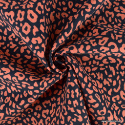 Tissu velours milleraies Poppy motif léopard fond bleu marine - oeko tex