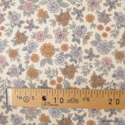 Tissu popeline Marion motif fleurs fond ecru - exclusif