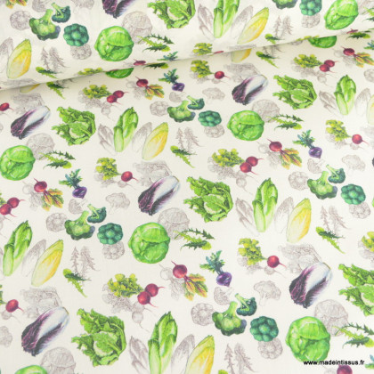 Tissu coton Enduit motif Potager - légumes du jardin