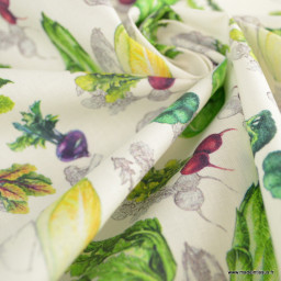 Tissu coton Enduit motif Potager - légumes du jardin