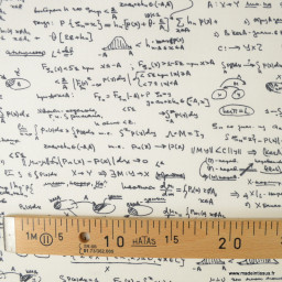 Tissu coton Enduit motif Mathématiques fond blanc