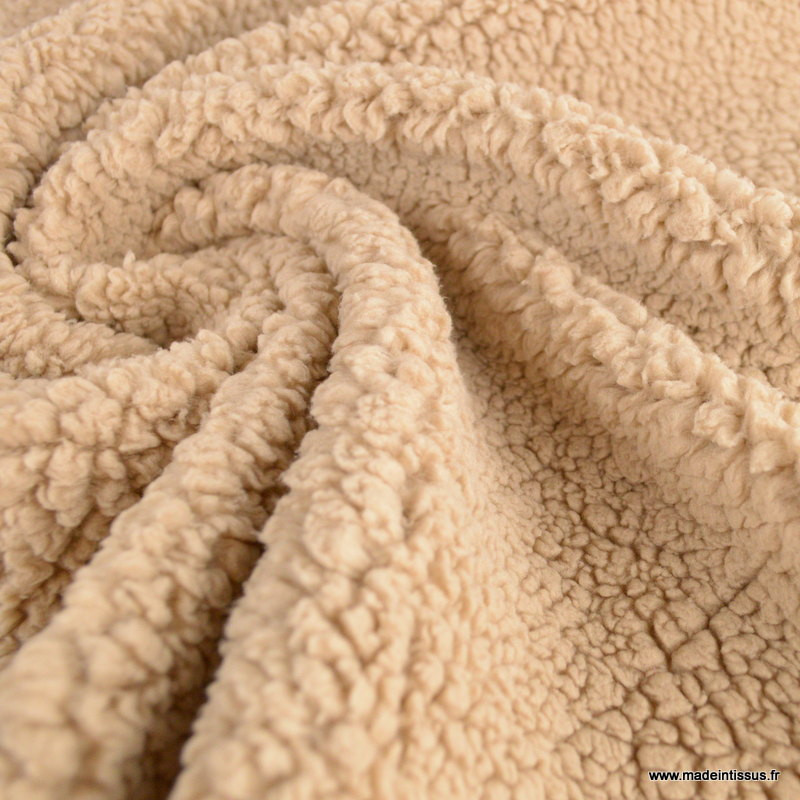 Tissu Fausse Fourrure Courte Beige - Largeur 60 Pouces - Rouleau Au Mètre - Qualité Luxe Oeko-Tex