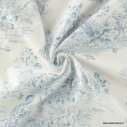 Tissu Toile de Jouy Manon Bleu
