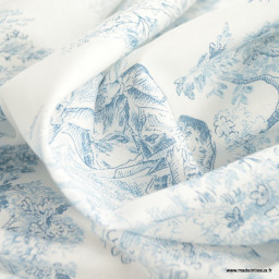Tissu Toile de Jouy Manon Bleu