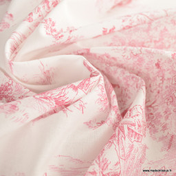 Tissu Toile de Jouy Manon Rouge