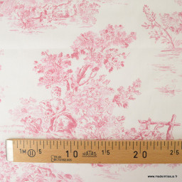 Tissu Toile de Jouy Manon Rouge