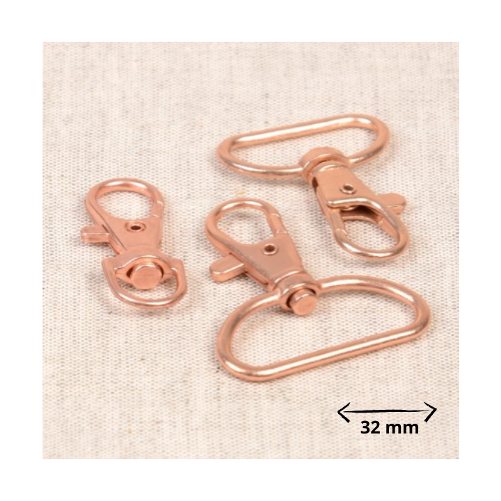 Lot de 2 mousquetons tournants - 32mm - finition cuivré