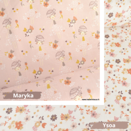 Tissu coton Yzoa motifs fleurs fond blanc - oeko tex